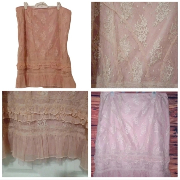🌹pink lace skirt with zipper on the side - Picture 1 of 11